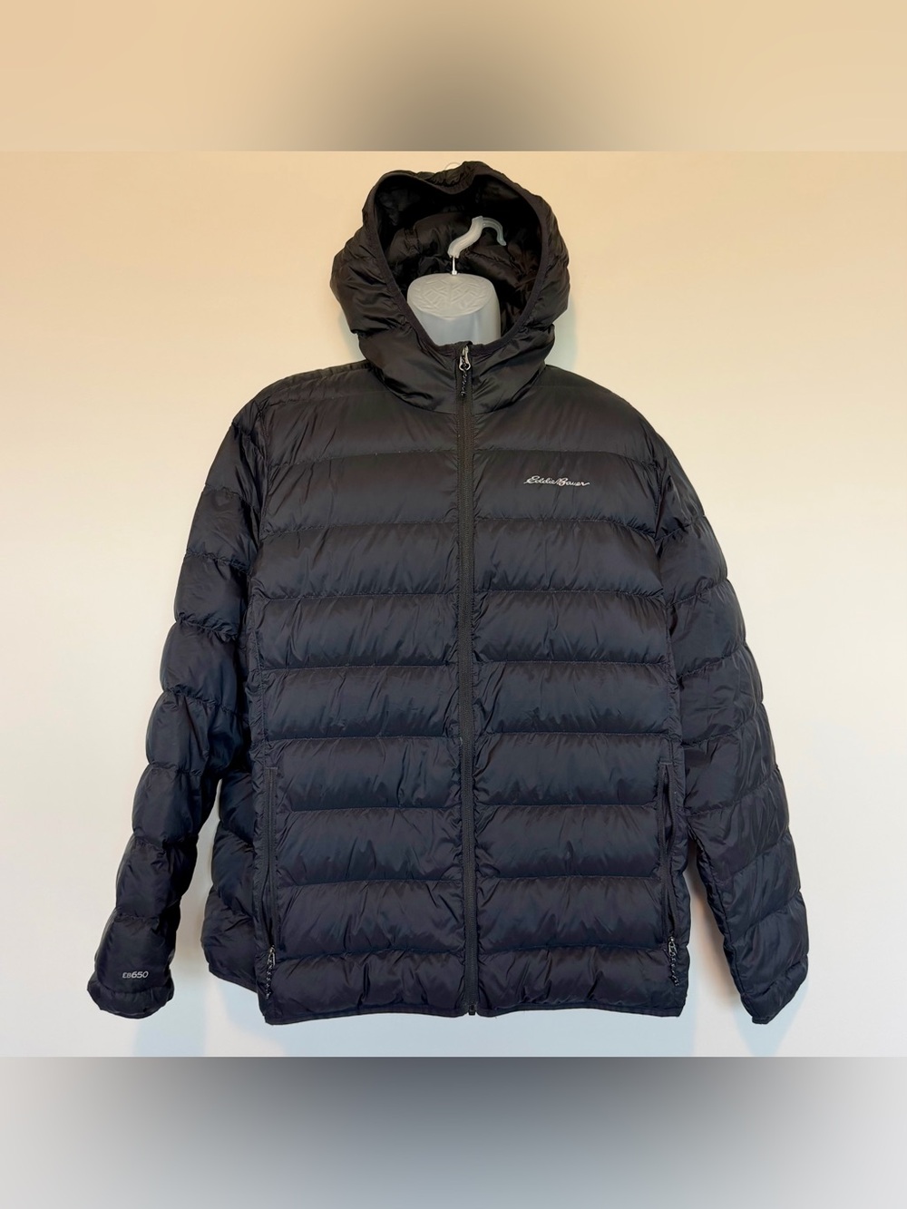 EUC | Men’s Eddie Bauer EB650 Black Down Feather Hooded Puffer Coat | Size XXL